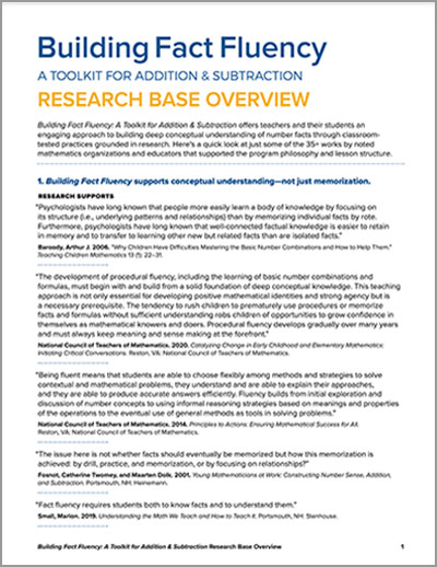 Research paper on fact fluency programs