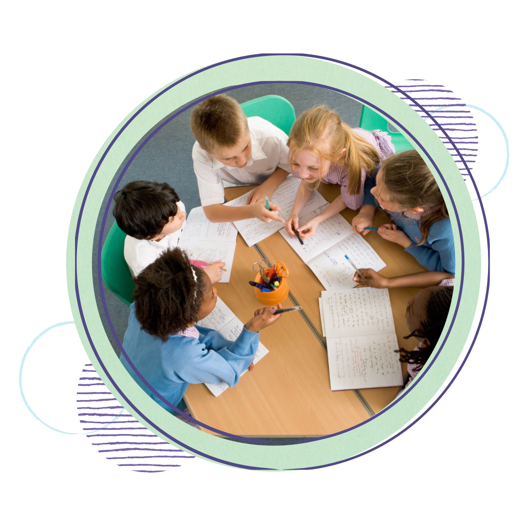 Footer image showing an educational-themed abstract background.