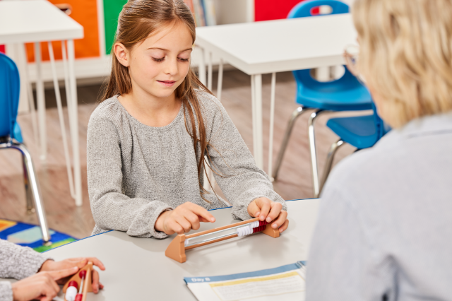 Student using rekenrek.