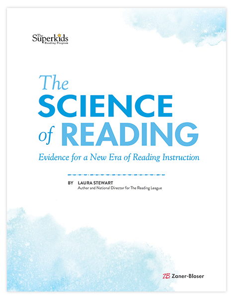 Whitepaper cover on the science of reading with illustrations.